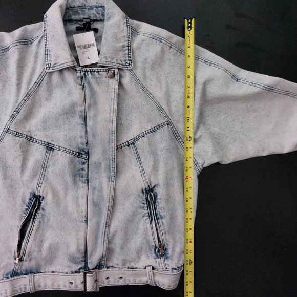 Forever 21 Acid Wash Denim Moto Jacket - Picture 6 of 9